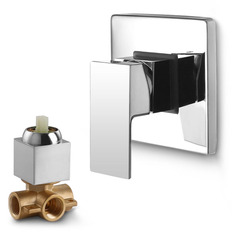 SKOWLL Shower Valve Kit Wall Mount Shower Mixing Valve Kit Brass Body Rough-In Valve Trim Kit, Polished Chrome Single Handle Control Valves Kit - Image 1
